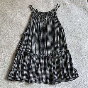 LOFT buffalo check peplum sleeveless top